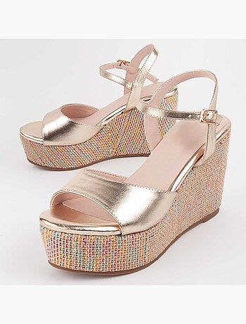 SANDALE COMPENSÉE SPARTO MATÉRIAU SYNTHÉTIQUE GOLDEN