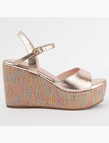 SANDALE COMPENSÉE SPARTO MATÉRIAU SYNTHÉTIQUE GOLDEN