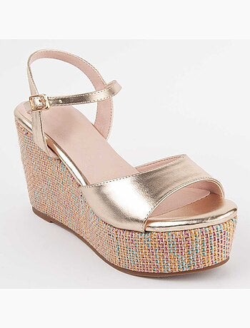 SANDALE COMPENSÉE SPARTO MATÉRIAU SYNTHÉTIQUE GOLDEN