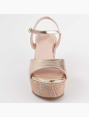 SANDALE COMPENSÉE SPARTO MATÉRIAU SYNTHÉTIQUE GOLDEN