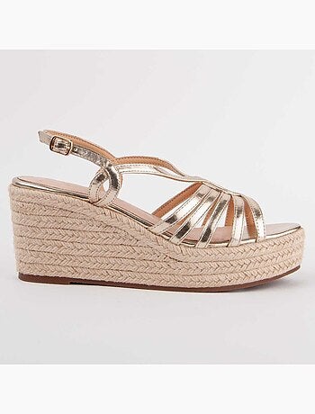 SANDALE COMPENSÉE SPARTO MATÉRIAU SYNTHÉTIQUE GOLDEN