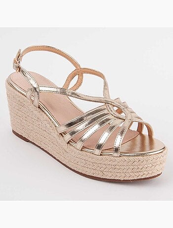 SANDALE COMPENSÉE SPARTO MATÉRIAU SYNTHÉTIQUE GOLDEN