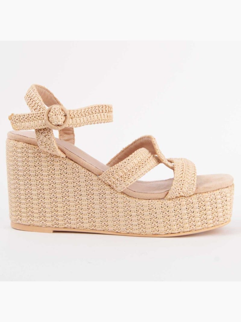 Sandale Compensée Sparto Matériel Synthétique Montevita Beige - Kiabi