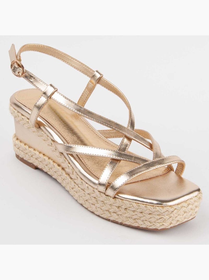 Sandale Compensée Sparto Matériel Synthétique Montevita Doré/or - Kiabi