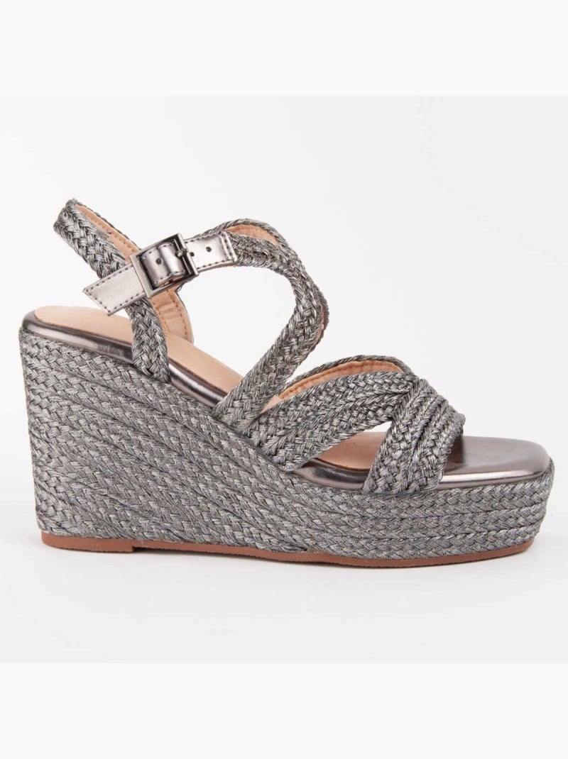 Sandale Compensée Sparto Matériel Synthétique Montevita Gris - Kiabi