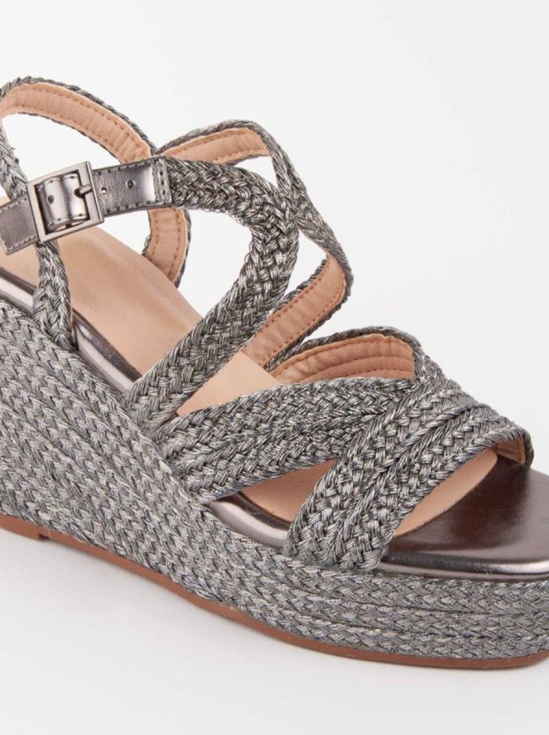Sandale Compensée Sparto Matériel Synthétique Montevita Gris - Kiabi