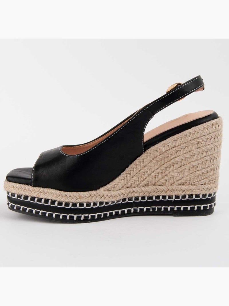 Sandale Compensée Sparto Matériel Synthétique Montevita Noir - Kiabi