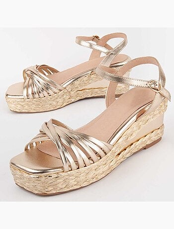 SANDALE COMPENSÉE SPARTO SYNTHÉTIQUE GOLDEN