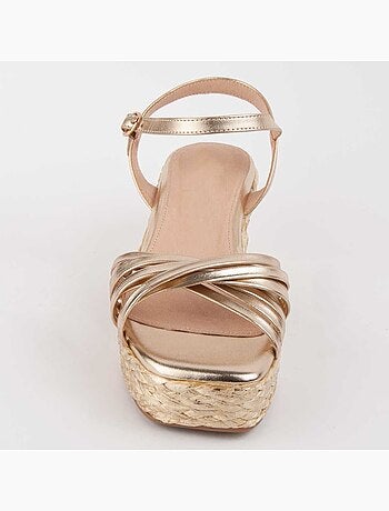 SANDALE COMPENSÉE SPARTO SYNTHÉTIQUE GOLDEN
