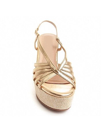 SANDALE COMPENSÉE SPARTO SYNTHÉTIQUE GOLDEN