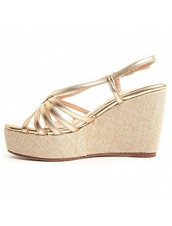 SANDALE COMPENSÉE SPARTO SYNTHÉTIQUE GOLDEN
