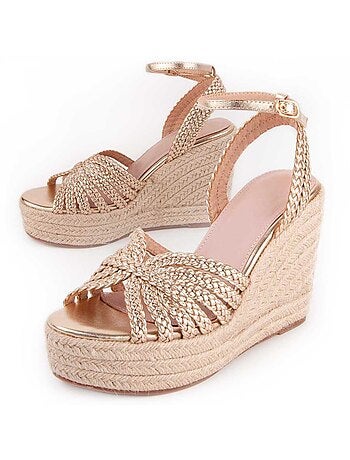 SANDALE COMPENSÉE SPARTO SYNTHÉTIQUE GOLDEN