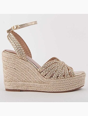 SANDALE COMPENSÉE SPARTO SYNTHÉTIQUE GOLDEN