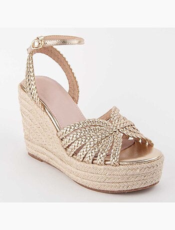 SANDALE COMPENSÉE SPARTO SYNTHÉTIQUE GOLDEN