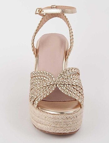 SANDALE COMPENSÉE SPARTO SYNTHÉTIQUE GOLDEN