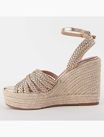 SANDALE COMPENSÉE SPARTO SYNTHÉTIQUE GOLDEN