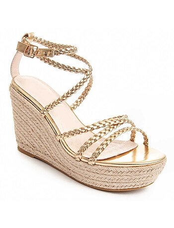 SANDALE COMPENSÉE SPARTO SYNTHÉTIQUE GOLDEN