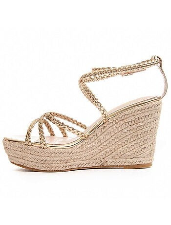 SANDALE COMPENSÉE SPARTO SYNTHÉTIQUE GOLDEN