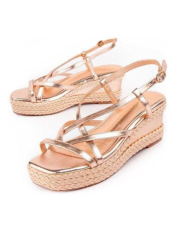 SANDALE COMPENSÉE SPARTO SYNTHÉTIQUE GOLDEN