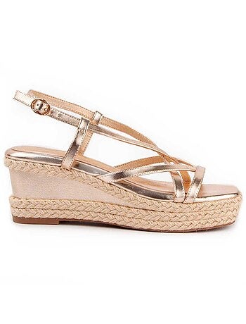 SANDALE COMPENSÉE SPARTO SYNTHÉTIQUE GOLDEN