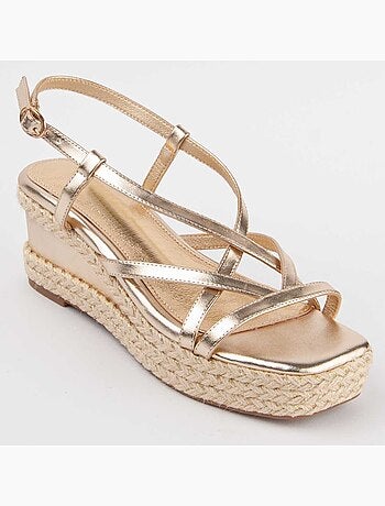 SANDALE COMPENSÉE SPARTO SYNTHÉTIQUE GOLDEN