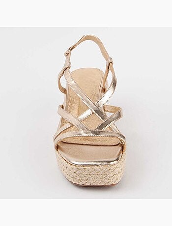 SANDALE COMPENSÉE SPARTO SYNTHÉTIQUE GOLDEN