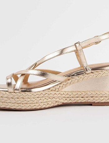 SANDALE COMPENSÉE SPARTO SYNTHÉTIQUE GOLDEN