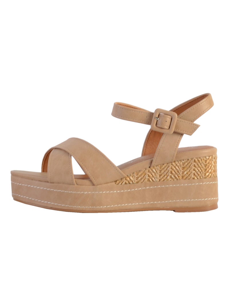 Sandale compensée The Divine Factory* Beige - Kiabi