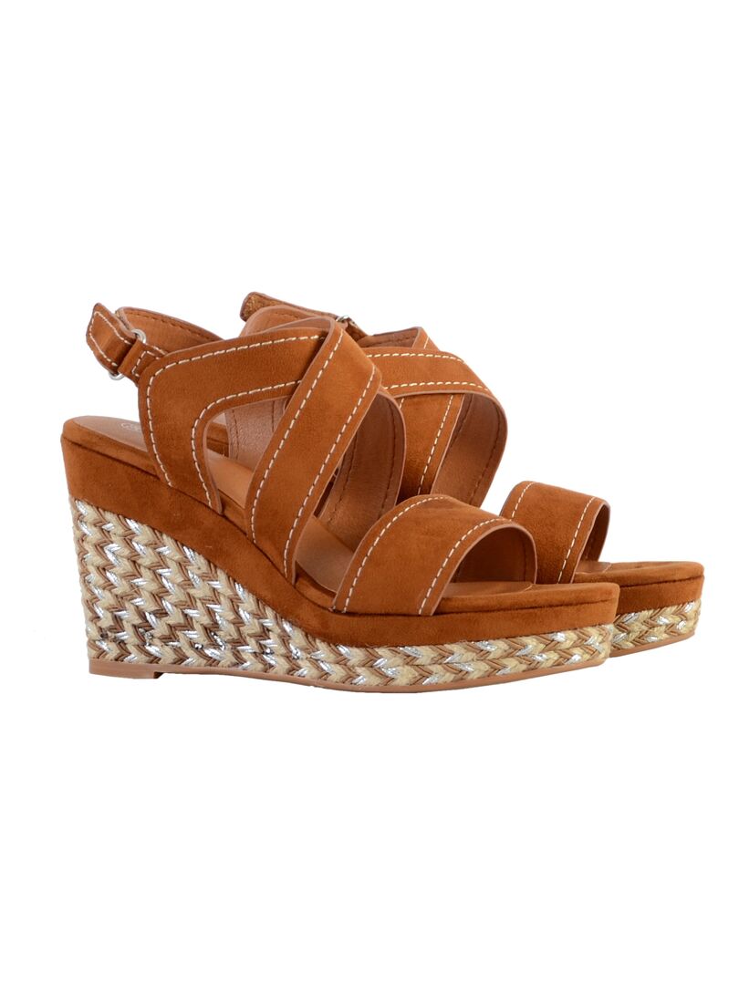 Sandales Compensées Forever Marron - Taille 8 (38/39) - Similicuir - Talon Compensé
