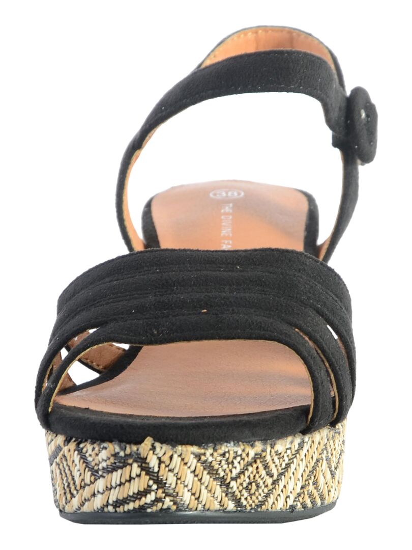 Sandale Compensée MULANKA Noire Et Blanche - Taille UK7 (EU40) - Talon 13 Cm Environ - Neuve Avec Boîte