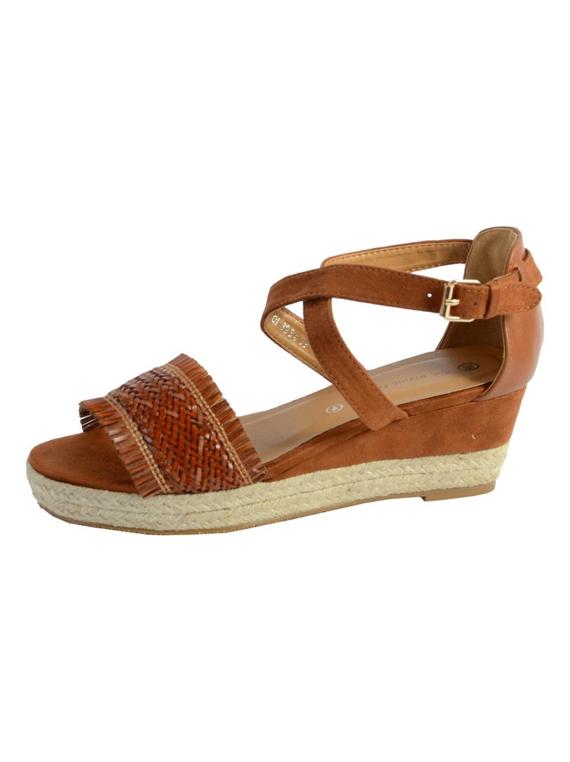 Sandale Compensee The Divine Factory QL3934 Marron - Kiabi