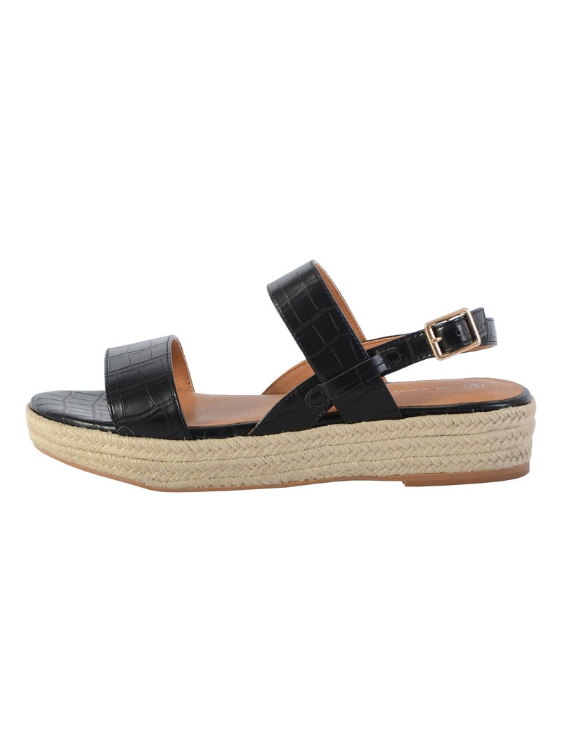 Sandale Compensée The Divine Factory QL4348 Noir - Kiabi