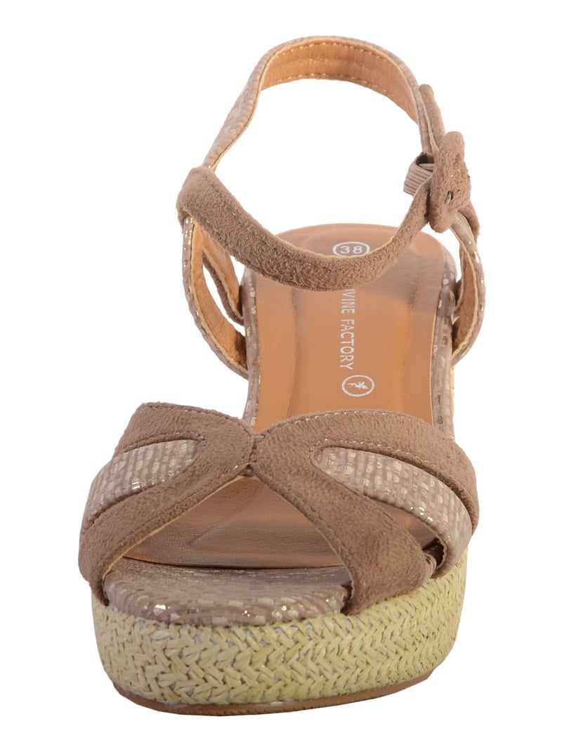 Sandale Compensée The Divine Factory QL4349 Taupe - Kiabi