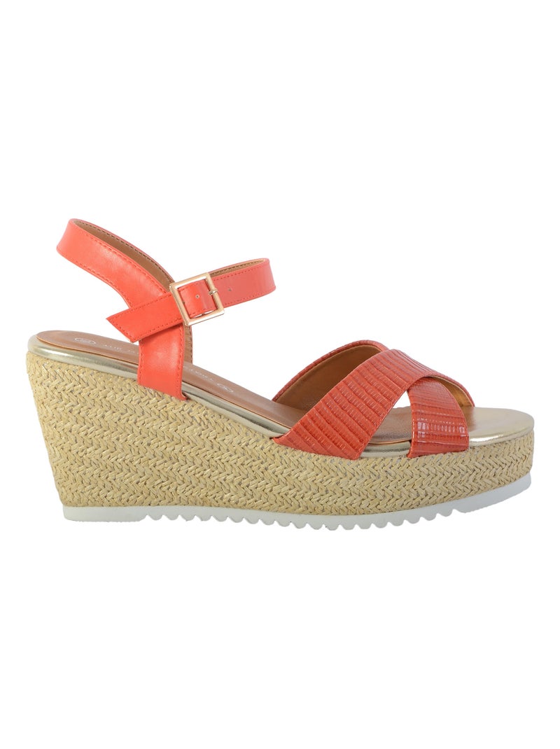 Sandale Compensée The Divine Factory QL4350 Orange - Kiabi