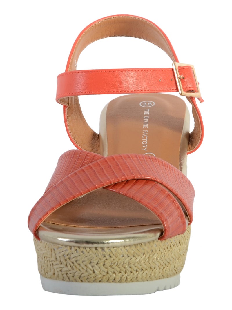Sandale Compensée The Divine Factory QL4350 Orange - Kiabi