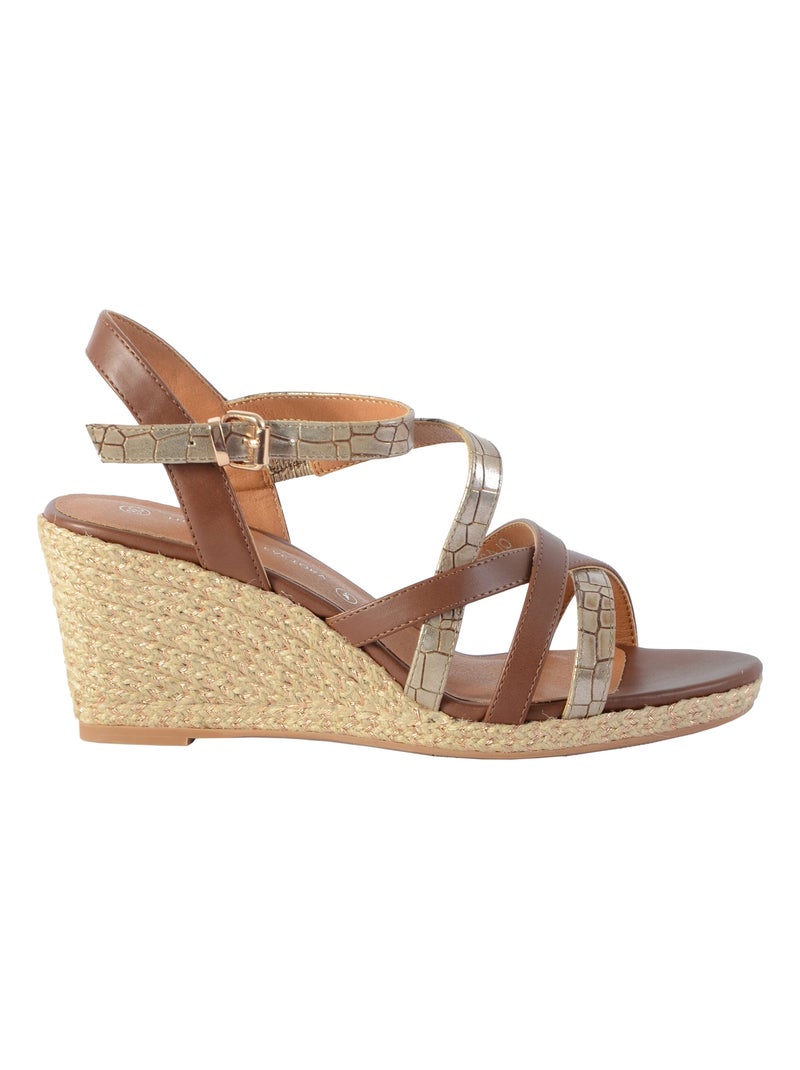 Sandale Compensée The Divine Factory QL4354 Camel - Kiabi