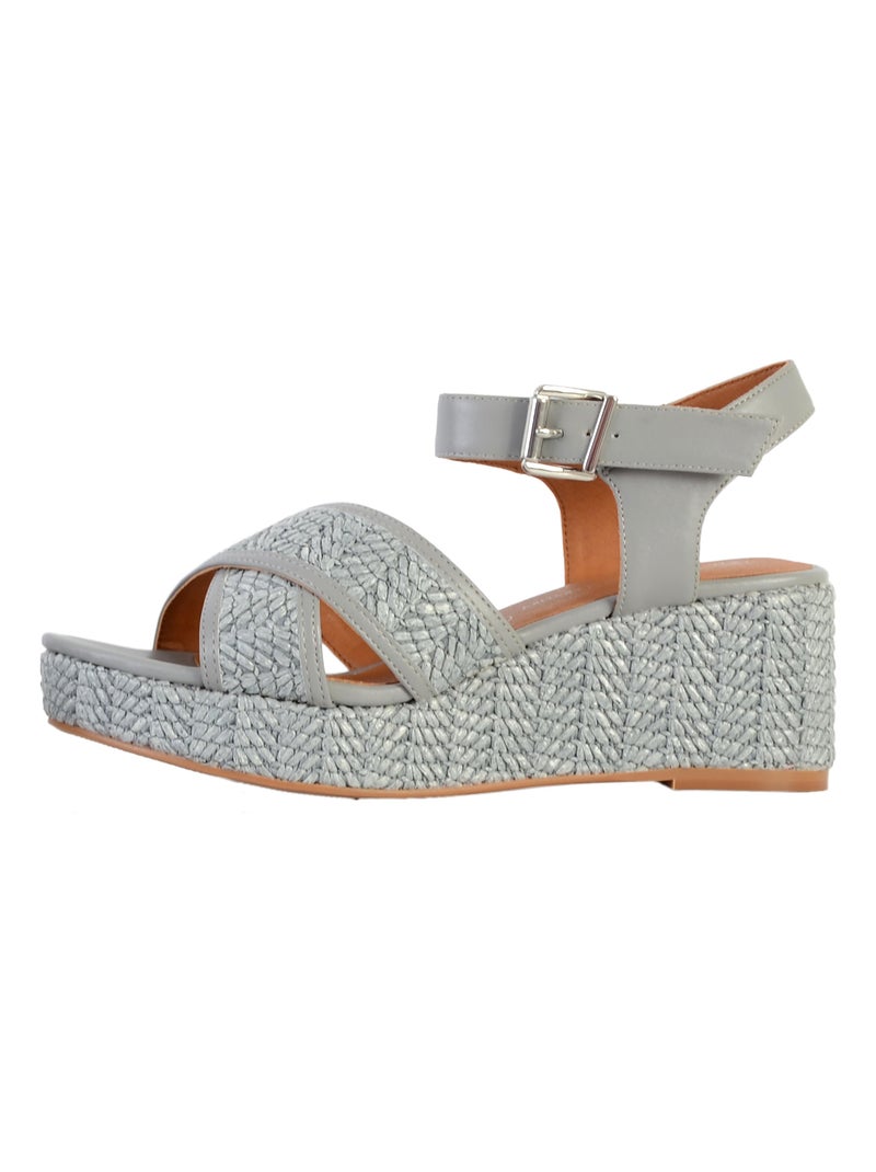 Sandale compensée The Divine Factory QL4630 Bleu - Kiabi