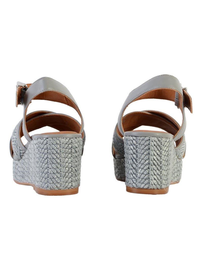 Sandale compensée The Divine Factory QL4630 Bleu - Kiabi