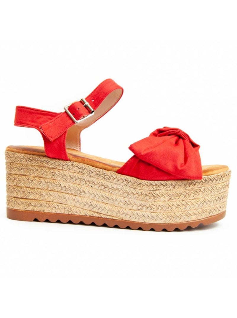 Sandale Compensée Tissu Montevita Rouge - Kiabi