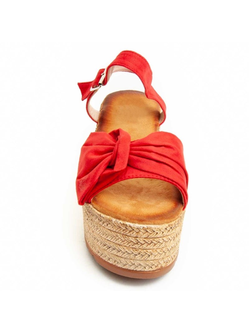 Sandale Compensée Tissu Montevita Rouge - Kiabi