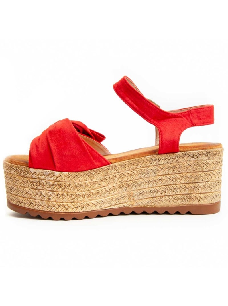 Sandale Compensée Tissu Montevita Rouge - Kiabi