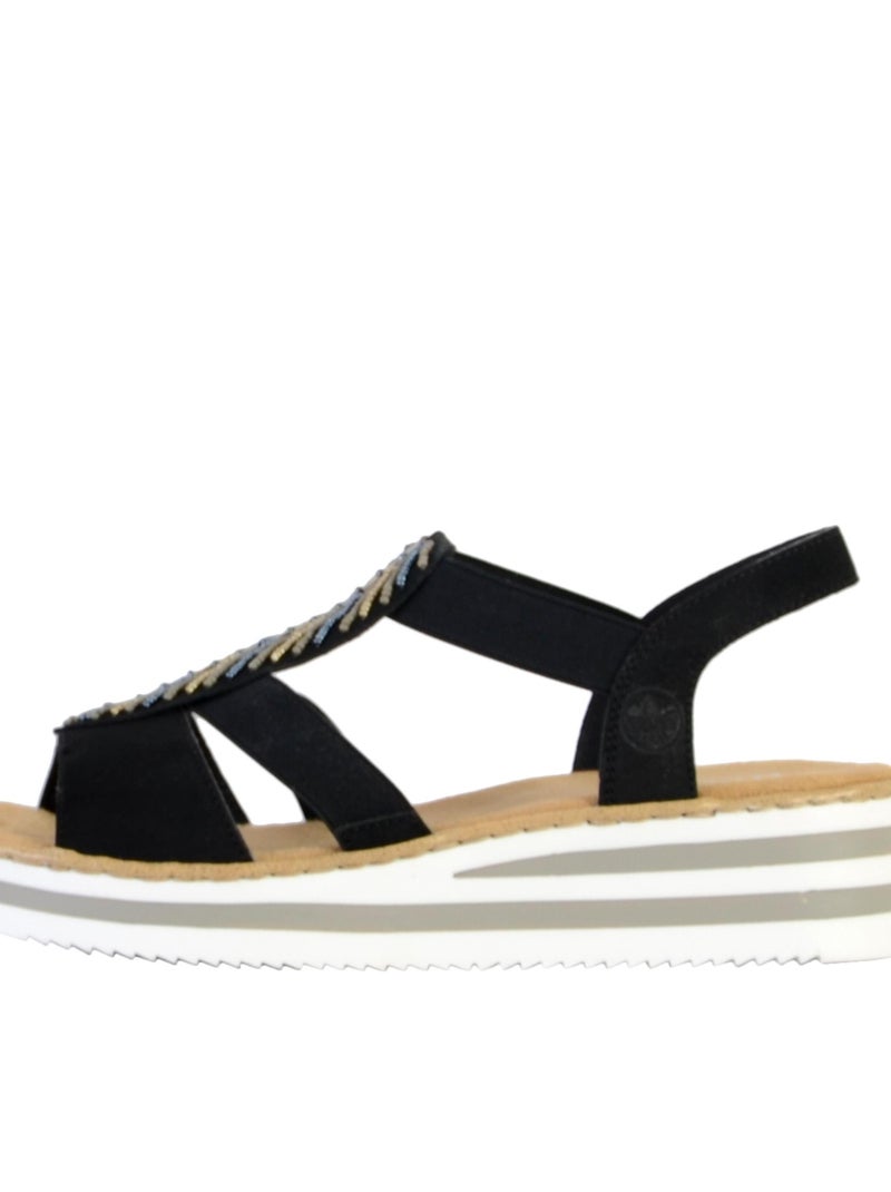 Sandale Confort Cuir Rieker Morokko Noir - Kiabi