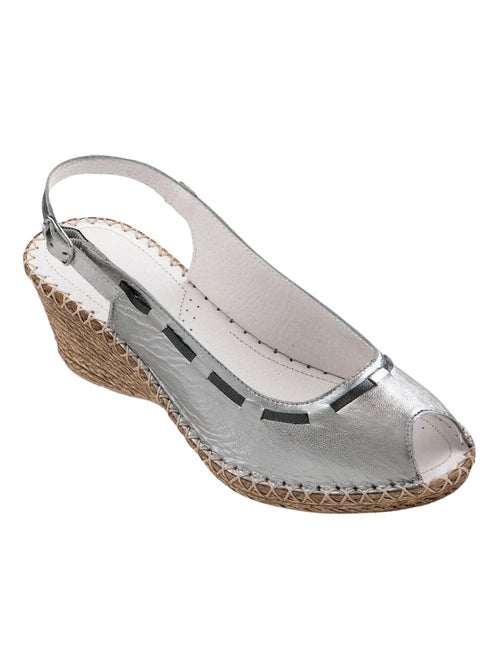 Sandale cuir bout ouvert - Kiabi