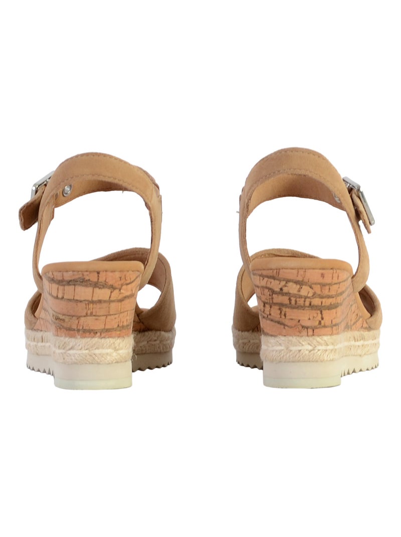 Sandale Cuir Compensée Gabor Cervo Beige - Kiabi