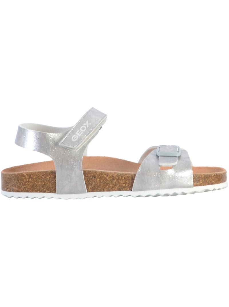 Sandale Cuir Enfant Geox Adriel Argent - Kiabi