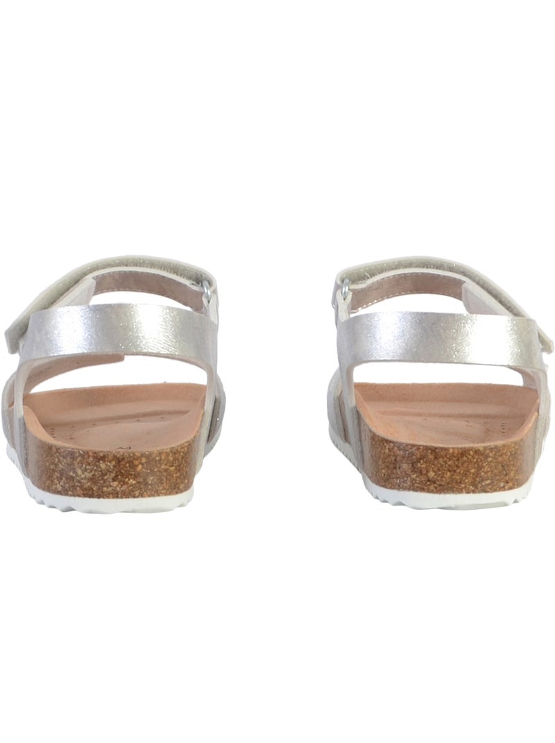Sandale Cuir Enfant Geox Adriel Argent - Kiabi
