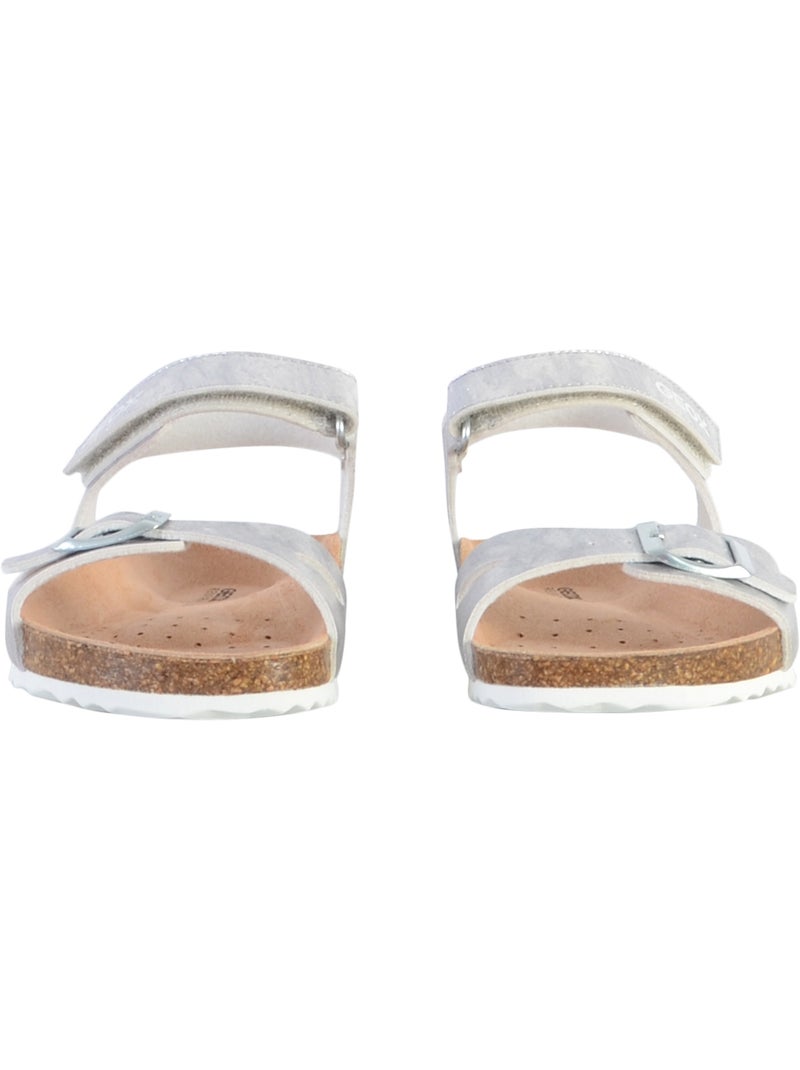 Sandale Cuir Enfant Geox Adriel Argent - Kiabi