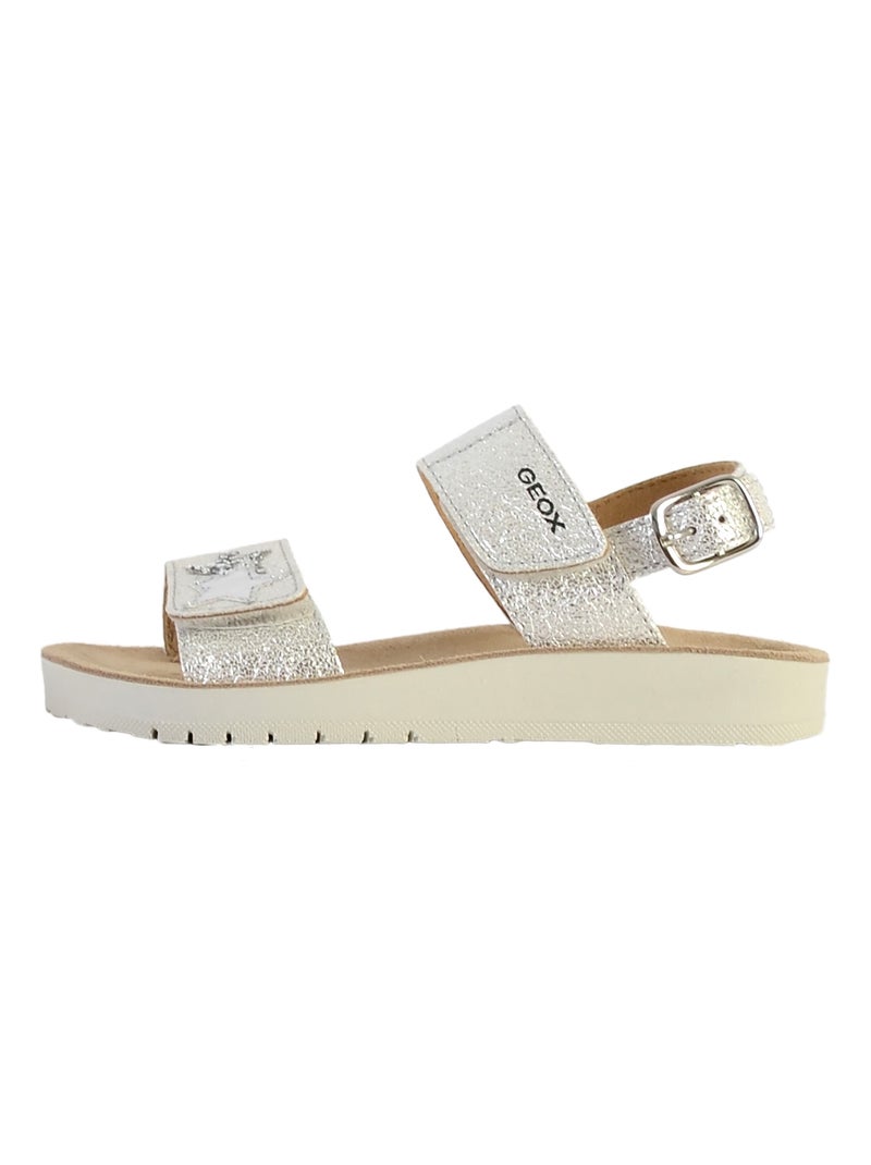 Sandale cuir enfant Geox Costarei Argent - Kiabi