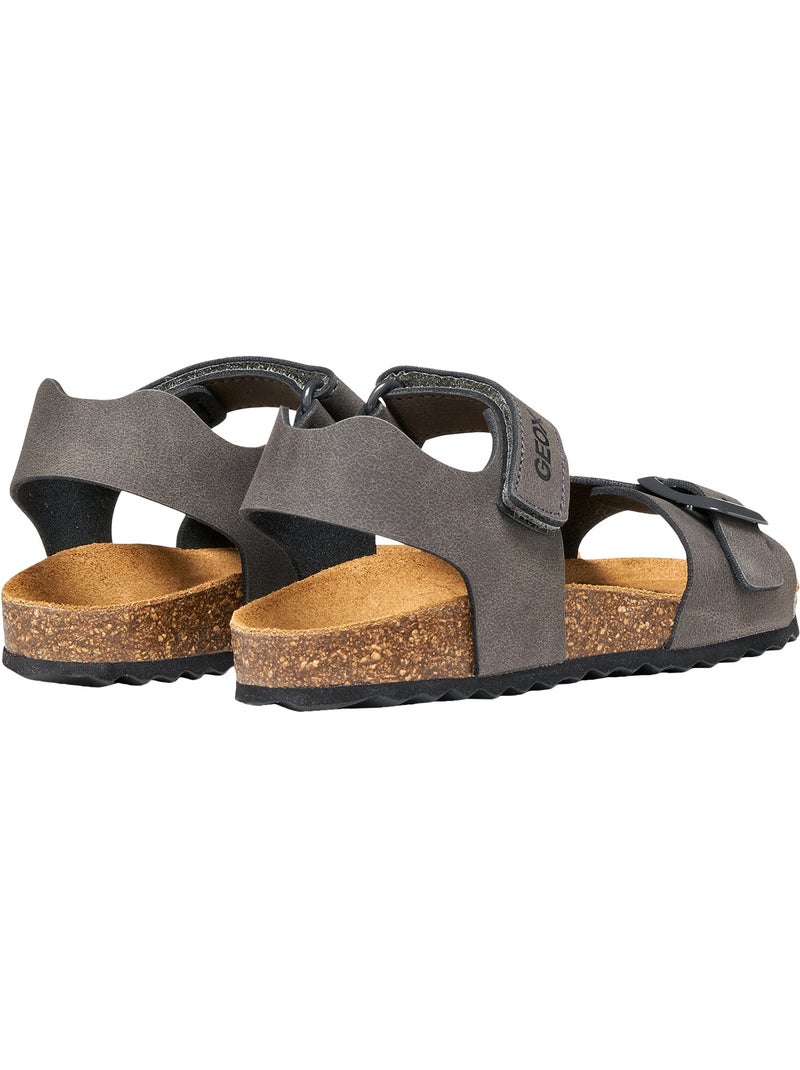 Sandale Cuir Enfant Geox Ghita Gris - Kiabi