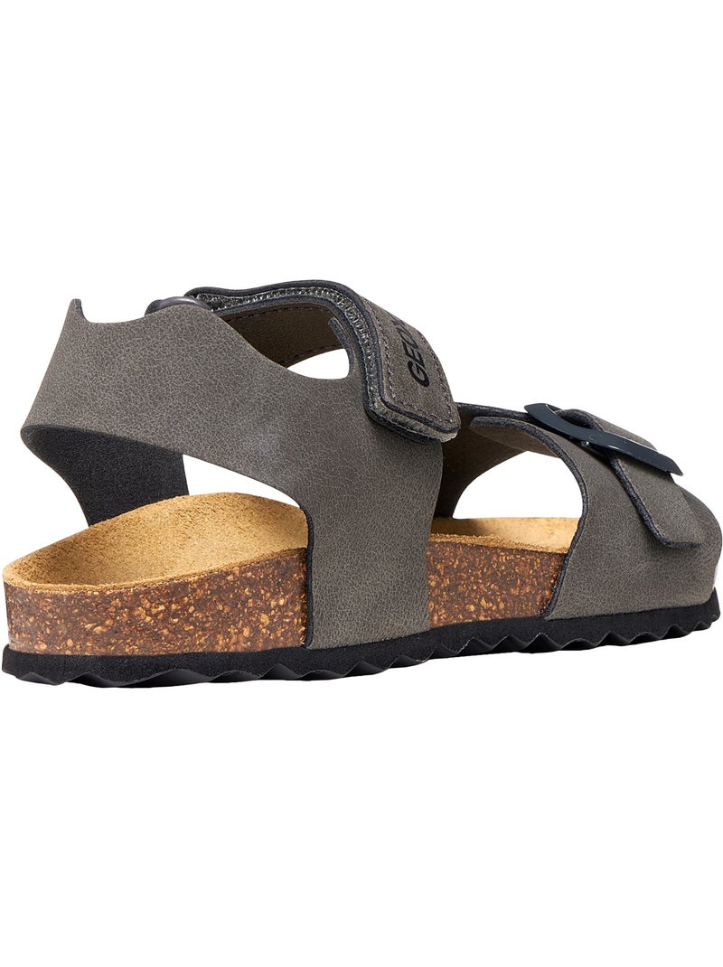 Sandale Cuir Enfant Geox Ghita Gris - Kiabi